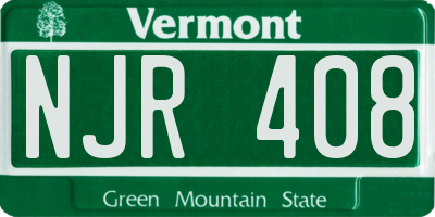 VT license plate NJR408