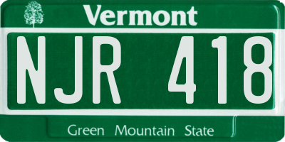 VT license plate NJR418