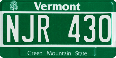 VT license plate NJR430