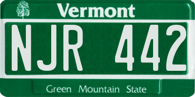VT license plate NJR442