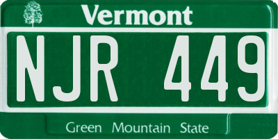 VT license plate NJR449
