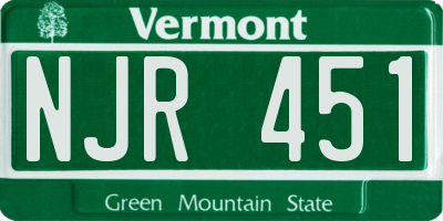 VT license plate NJR451