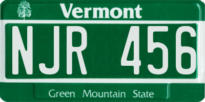 VT license plate NJR456