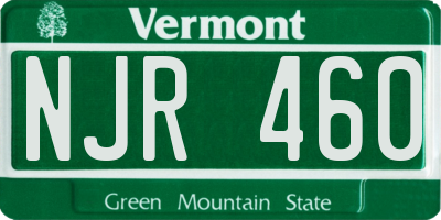 VT license plate NJR460
