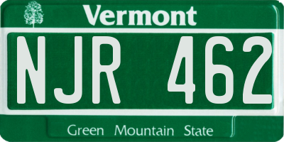 VT license plate NJR462