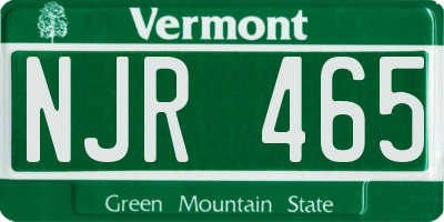 VT license plate NJR465