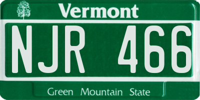 VT license plate NJR466