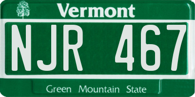 VT license plate NJR467