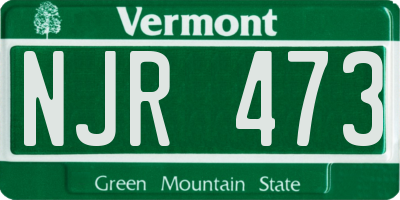 VT license plate NJR473