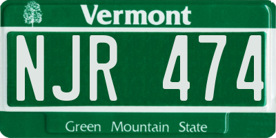 VT license plate NJR474