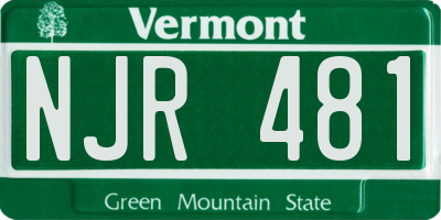 VT license plate NJR481