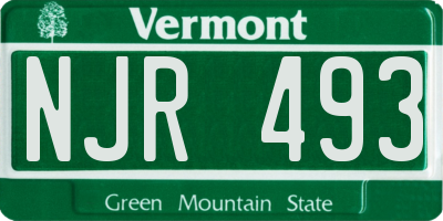 VT license plate NJR493