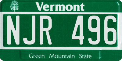 VT license plate NJR496