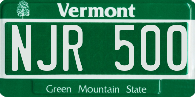 VT license plate NJR500
