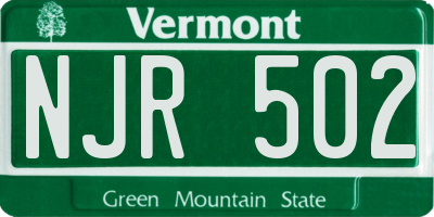 VT license plate NJR502