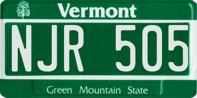 VT license plate NJR505