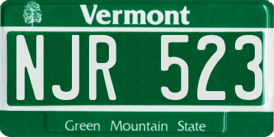 VT license plate NJR523