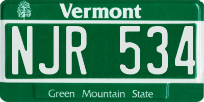 VT license plate NJR534