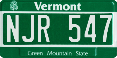VT license plate NJR547