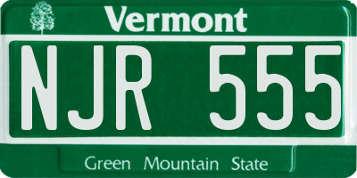 VT license plate NJR555