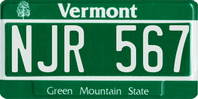 VT license plate NJR567