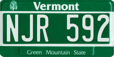 VT license plate NJR592
