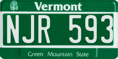 VT license plate NJR593