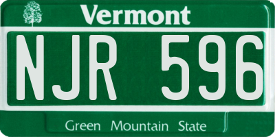 VT license plate NJR596