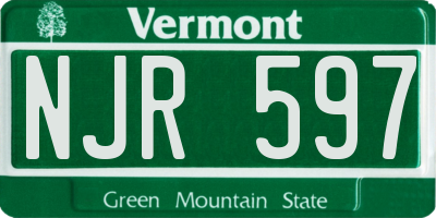 VT license plate NJR597