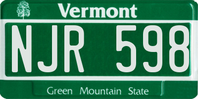 VT license plate NJR598