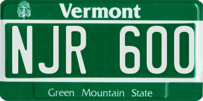 VT license plate NJR600