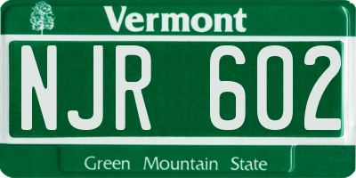 VT license plate NJR602