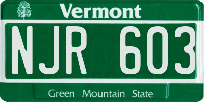 VT license plate NJR603