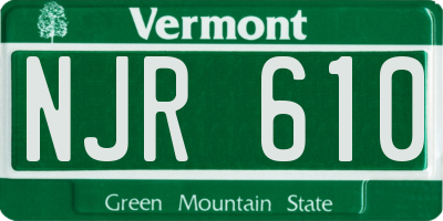 VT license plate NJR610