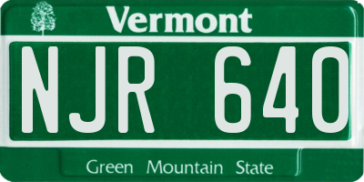 VT license plate NJR640
