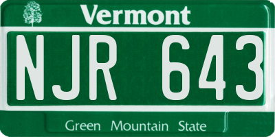 VT license plate NJR643