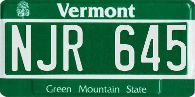 VT license plate NJR645
