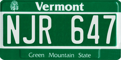 VT license plate NJR647