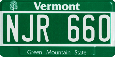VT license plate NJR660