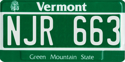 VT license plate NJR663