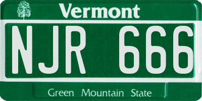 VT license plate NJR666