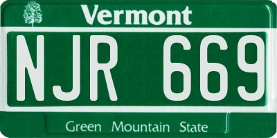 VT license plate NJR669