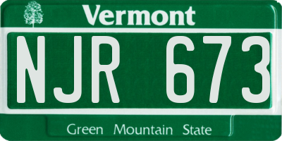 VT license plate NJR673