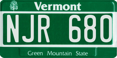 VT license plate NJR680