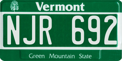 VT license plate NJR692