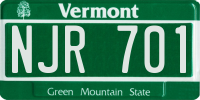 VT license plate NJR701