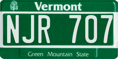 VT license plate NJR707