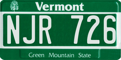 VT license plate NJR726