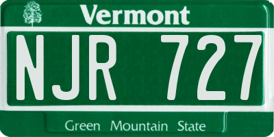 VT license plate NJR727