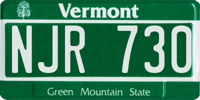 VT license plate NJR730